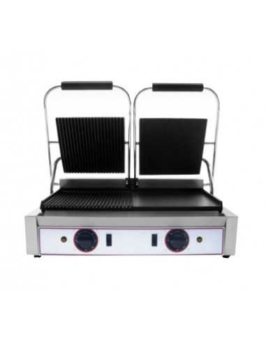 Piastra in ghisa con piano liscio/rigato e coperchi misti cm 48 x 24