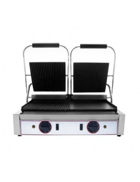 Piastra in ghisa con piano liscio/rigato e coperchi misti cm 48 x 24