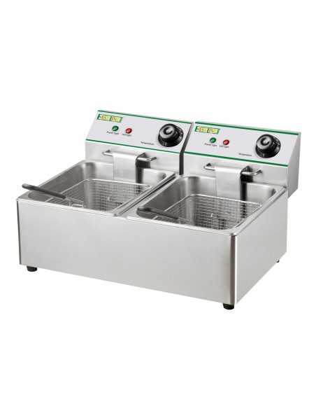 Freidora eléctrica 12,5+12,5 litros - cm 54.5 x 41 x 32.5 h Freidora eléctrica 12,5+12,5 litros - cm 54.5 x 41 x 32.5 h