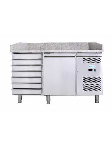 Mostrador para pizza con 1 puerta y 7 cajones - cm 151 x 80 x 100 h