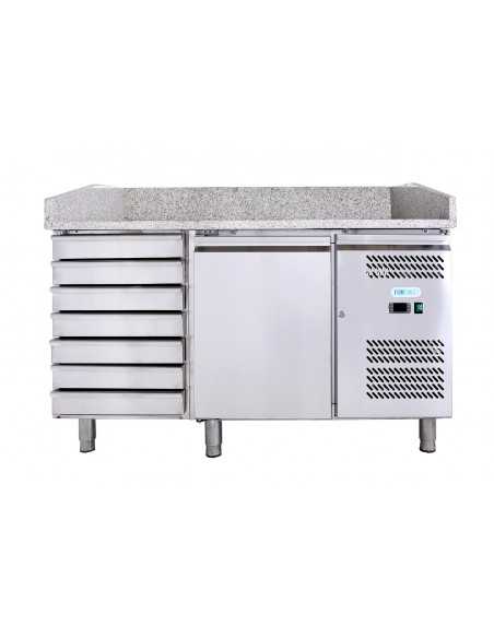 Mostrador para pizza con 1 puerta y 7 cajones - cm 151 x 80 x 100 h Mostrador para pizza con 1 puerta y 7 cajones - cm 151 x 80 x 100 h