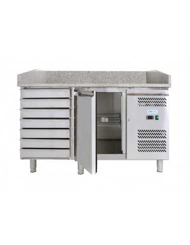 Pizza counter with 1 door and 7 drawers - cm 151 x 80 x 100 h