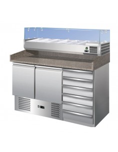 Pizza counter with 2 doors and drawers - Display cabinet - cm 142 x 70 x 145.5 h 2