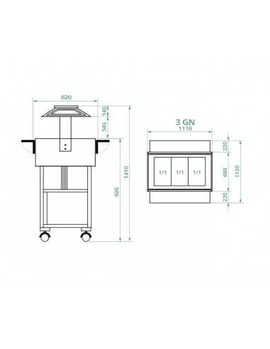 Thermal water trolley - Dome - Multilayer wood...