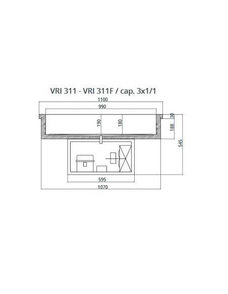 Vasca refrigerata da incasso - cm 110 x 68 x 54.5 h