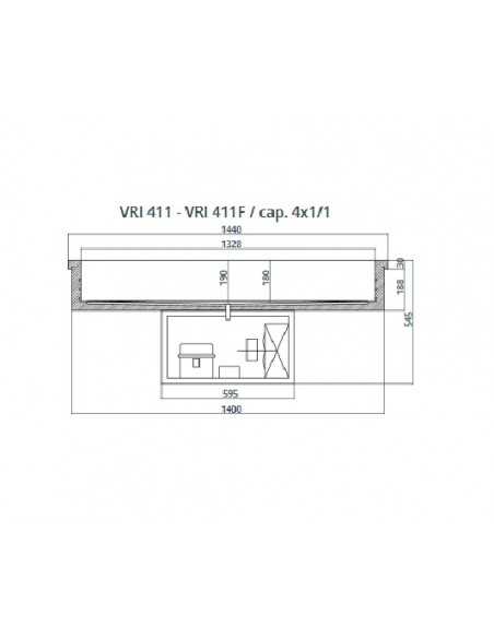Vasca refrigerata da incasso - cm 144 x 68 x 54.5 h