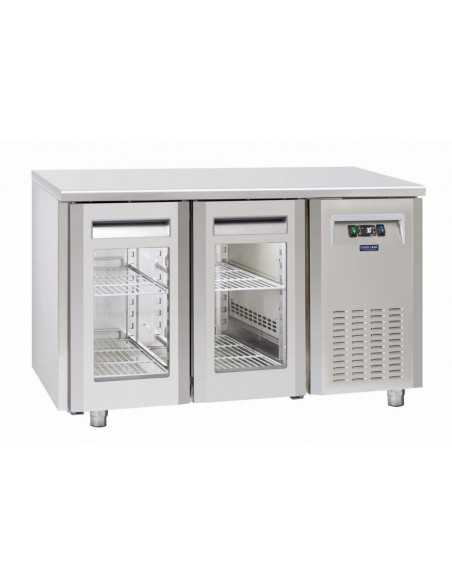 Mesa refrigerada - Tropicalizada - No Grupo - N. 2 puertas de vidrio - cm 138 x 70 x 85h