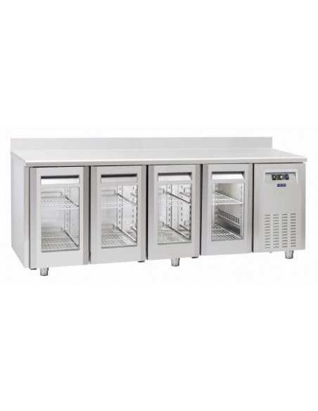Refrigerated table - Tropicalized - No group - N. 4 glass doors - Alzatina - cm 225.5 x 70 x 95h