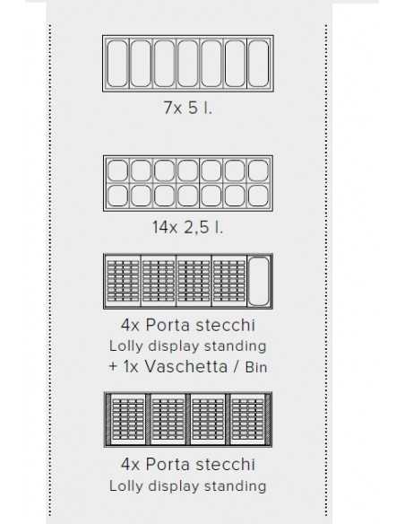 Caja de hielo - Vaschette n. 7 x litros 5 o 14 litros 2.5 - Cm 133,7 x 67,7 x 119 h