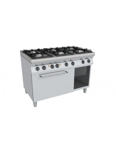 Cocina de gas - N. 6 fuegos - horno eléctrico - cm 120 x 70 x 85 h