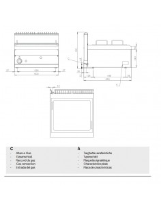 Professional gas griddle - lt 20 pan - cm 60 x 65 x 29 h 2