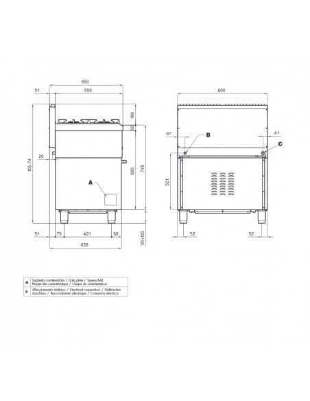 Electric kitchen - N° 4 plates - Electric oven - cm 80 x 65 x 87 h