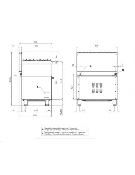 Electric kitchen - N° 4 plates - Electric oven static grill - cm 80 x 65 x 87 h