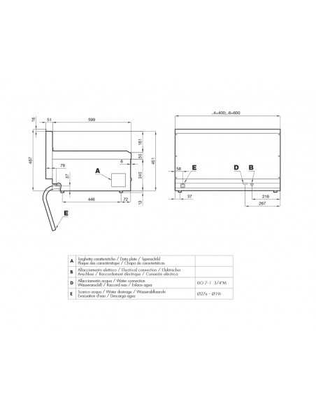 Professional Electric Pasta Cooker - Capacity lt 25 - Faucet + Overflow Valve - cm 60 x 65 x 29 h