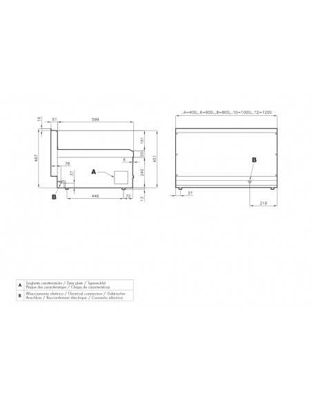 Professional Electric Grill - Stainless Steel Grill - cm 40 x 65 x 29 h