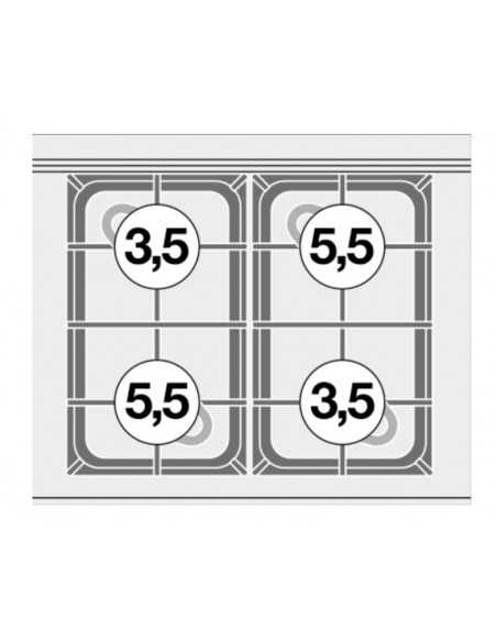 Cocina profesional de gas -Modelo CF4-68G - N. 4 fogones - Dimensiones cm 80 x 60 x 90 h