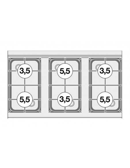 Cocina de gas - N. 6 Cookers - Horno de gas con parrilla - Dimensiones cm 100 x 60 x 90 h