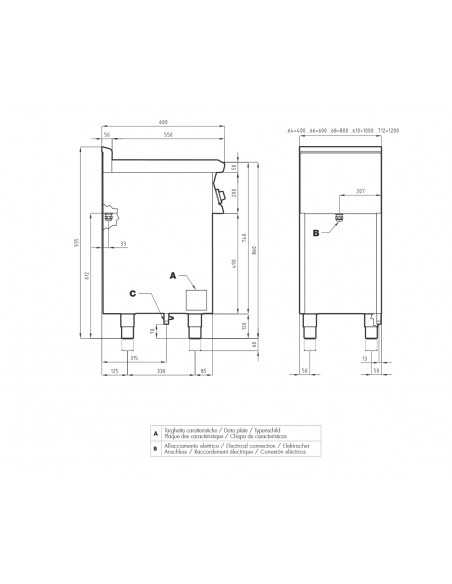 Cucina elettrica - N. 4 Piastre tonde - Forno elettrico - cm 60 x 60 x 90 h