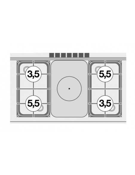 Cocina de gas - Placa - N. 4 Cookers - Horno de gas - cm 100 x 60 x 90 h