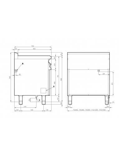 Professional electric stove with 6 square...