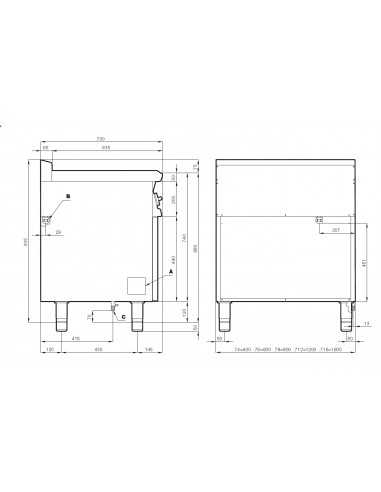 Cocina profesional de gas con 6 quemadores -...