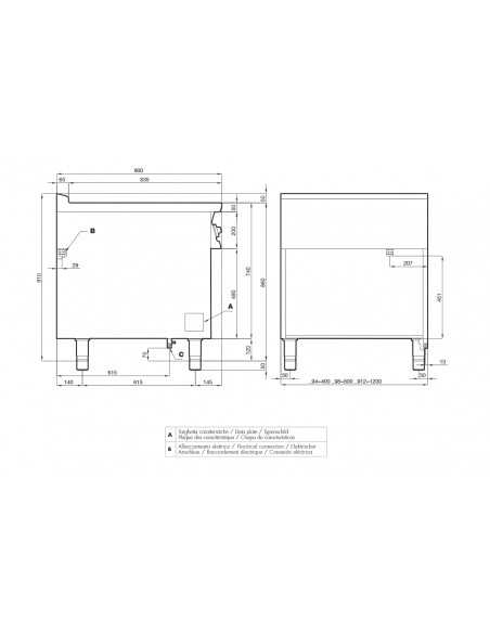Cocina eléctrica - Todo el plato - horno eléctrico ventilado - cm 80 x 90 x 90 h