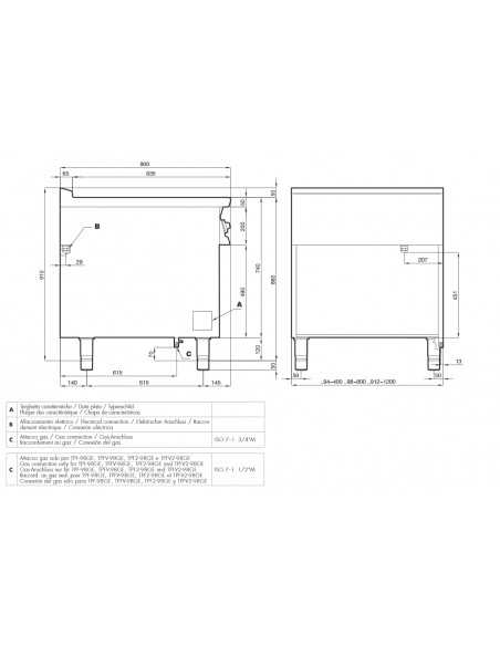 Cucina gas - Tuttapiastra + 4 fuochi - Forno elettrico ventilato - cm 120 x 90 x 90 h