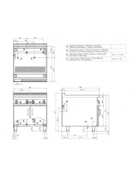 Cocina eléctrica - Capacidad 40 + 40 - cm 80 x 90 x 90 h