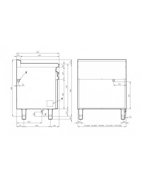 Electric kitchen - Plate - Ventilated electric oven - cm 80 x 70,5 x 90 h