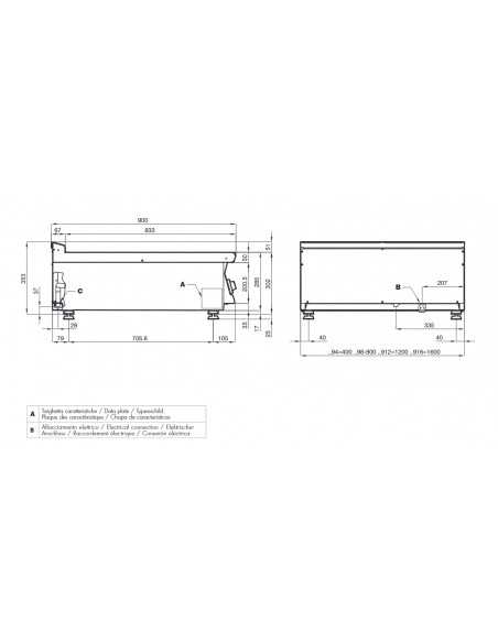 Cocina eléctrica - N° 6 placas - cm 120 x 90 x 28 h