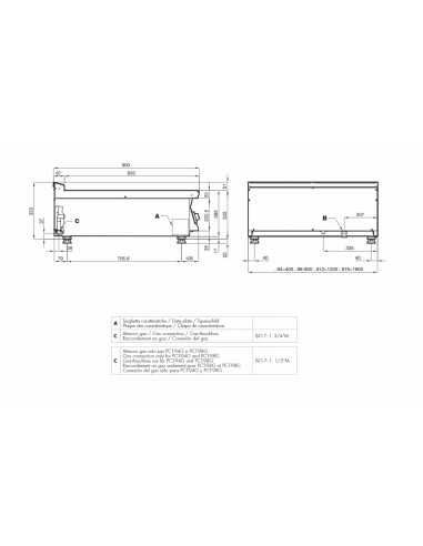 Cucina a gas - N. 2 fuochi - cm 40 x 90 x 28 h