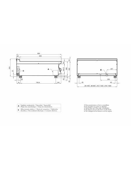 Professional Electric Induction Cooktop - cm 80 x 90 x 28h