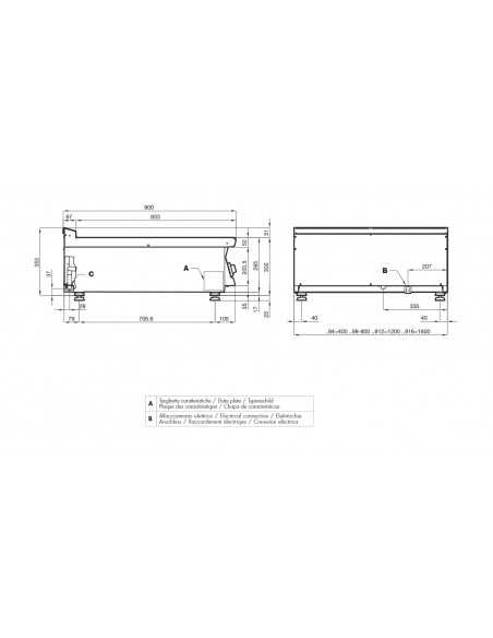 Professional Electric Water Bath - Countertop Model - Tank GN 1/1 + GN 1/3 h 15 - cm 40 x 90 x 28h