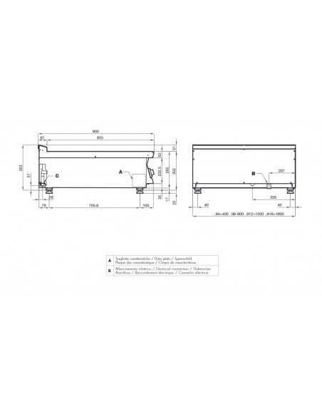 Parrilla eléctrica profesional - Parrilla de acero inoxidable - cm 80 x 90 x 28h
