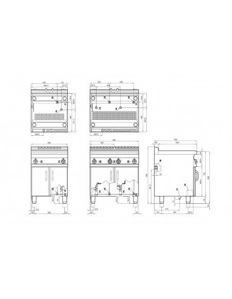 Cocedor de pasta eléctrico profesional - Capacidad depósito 25 litros - cm 40 x 70,5 x 90 h