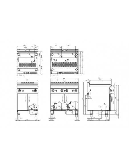 Cuocipasta elettrico - Capacità lt 25 + 25 - cm 80 x 70.5 x 90 h