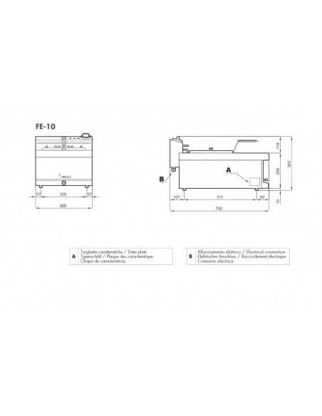 Professional Electric Fryer - Capacity lt 10 - cm 40 x 70 x 25 h