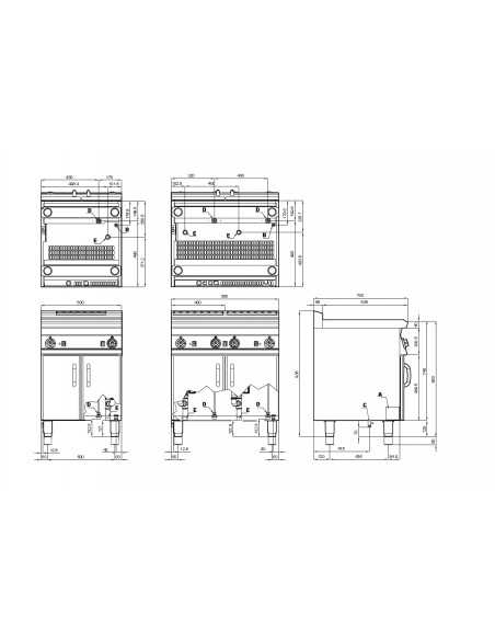 Professional gas pasta cooker - Capacity tank 25 liters + 25 - cm 80 x 70.5 x 90 h