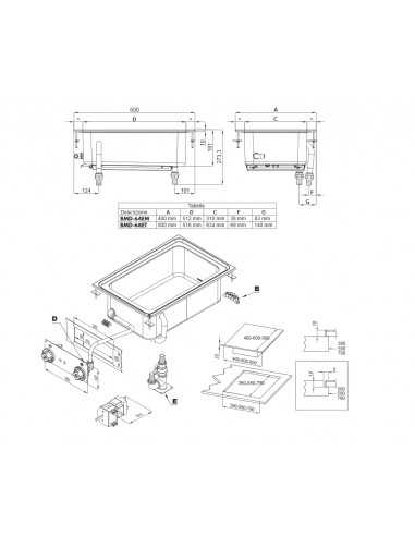 Bagnomaria elettrico incasso - Vasca GN 1/1 -...
