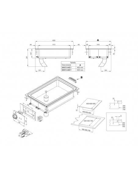 Professional Electric Griddle - Multifunctional, Freestanding - cm 40 x 60 x 28 h