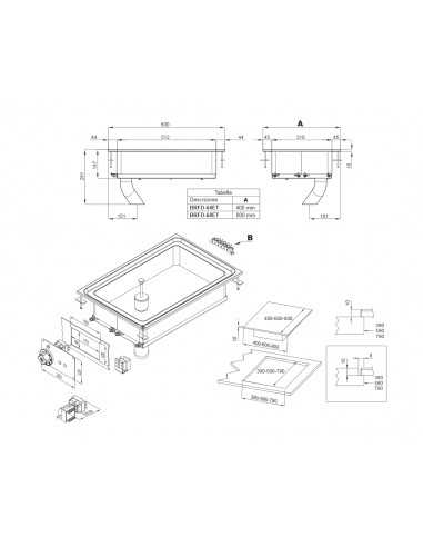 Brasero eléctrico - All-In-One - cm 80 x 60 x 28 h