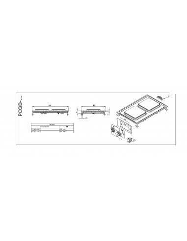 Electric cooker - N. 2 plates - cm 40 x 80 x 5 h