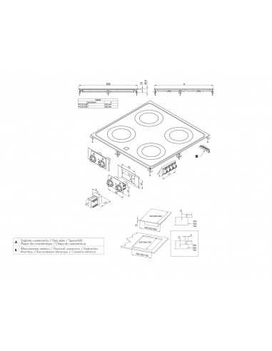 Piano in vetroceramica - N°4 zone - cm 80 x 80 5 h