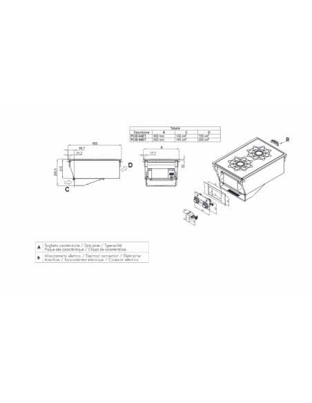 Induction plan - N°4 areas - cm 80 x 60 x 31 h