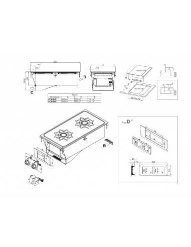 Hob de inducción - N. 2 zonas - cm 40 x 80 x 31 h