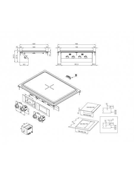 Cucina elettrica - Tutta piastra - N. 4 zone - cm 80 x 60 x 24 h