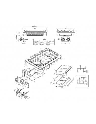 Piano cottura a gas - N. 2 fuochi - cm 40 x 60 14h