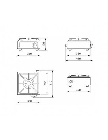 Piano di cottura - cm 35 x 35 x 17 h