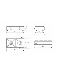 Cooking plan - cm 75 x 35 x 15 h 2