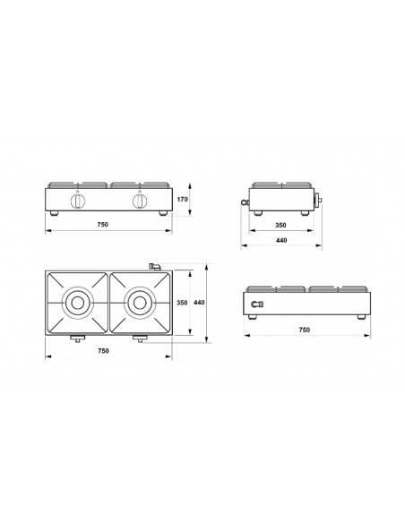 Plan de cocina - cm 75 x 35 x 15 h